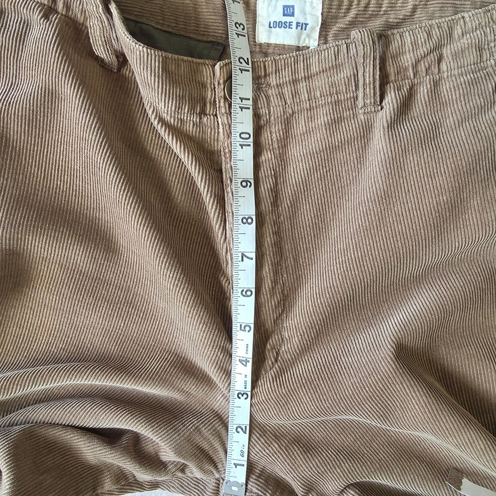 GAP Y2K Loose Fit Corduroy Pants 36x30 Brown Baggy Straight Leg Skater Grunge - Picture 9 of 13
